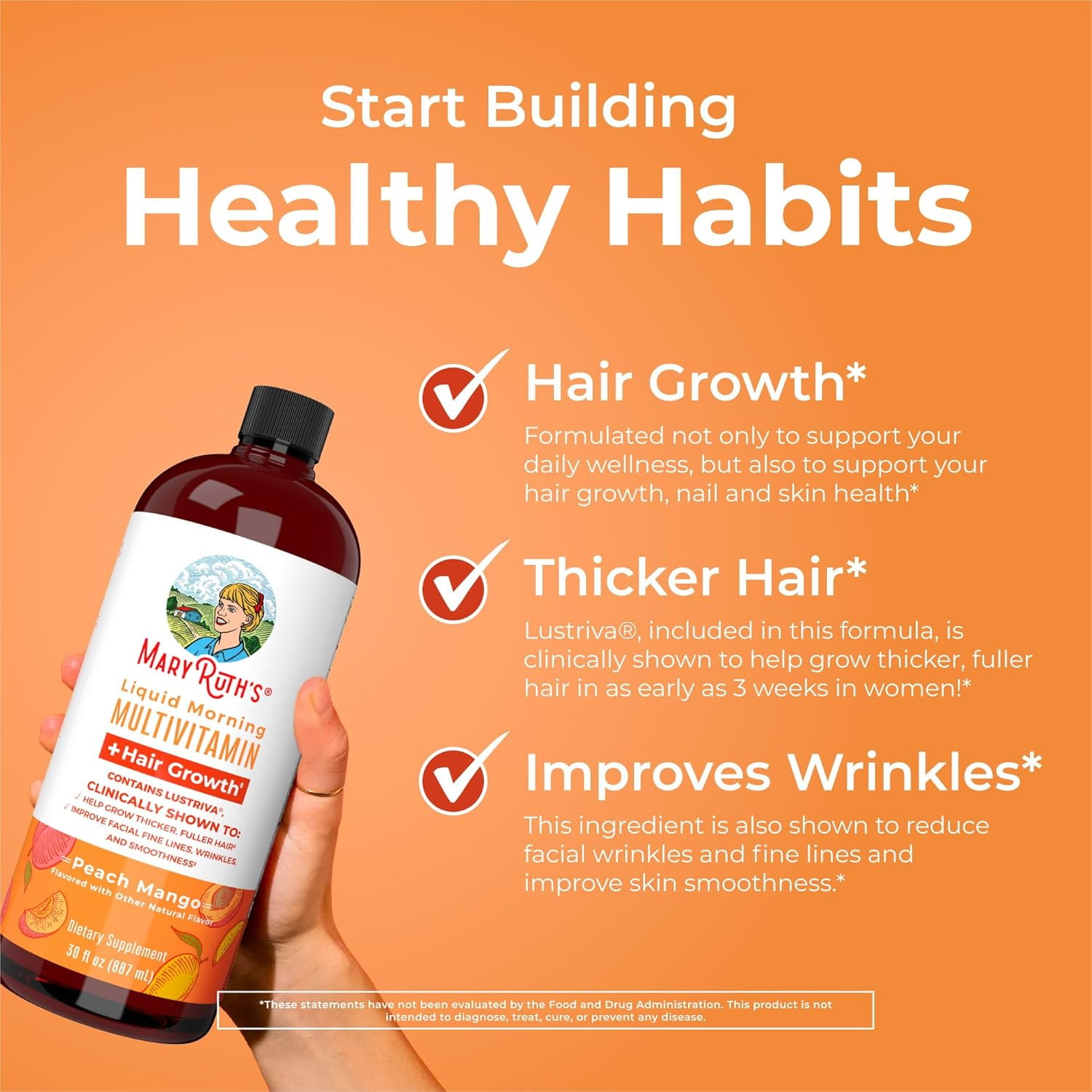 MARYRUTH'S LIQUID MULTIVITAMIN FOR WOMEN - HAIR GROWTH & THICKNESS FORMULA - 30 FL OZ