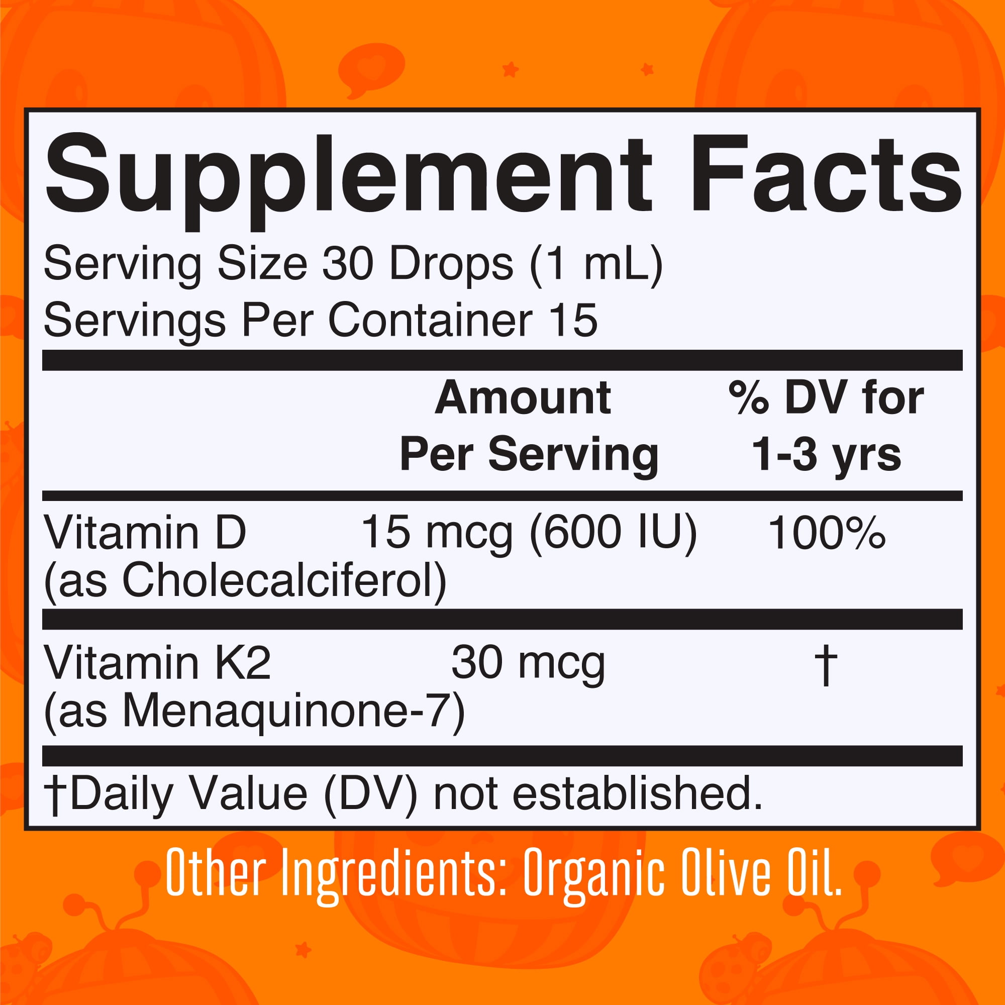 MARYRUTH'S ORGANIC COCOMELON TODDLER VITAMIN D3+K2 LIQUID DROPS BY MARYRUTH - 0.5 FL OZ