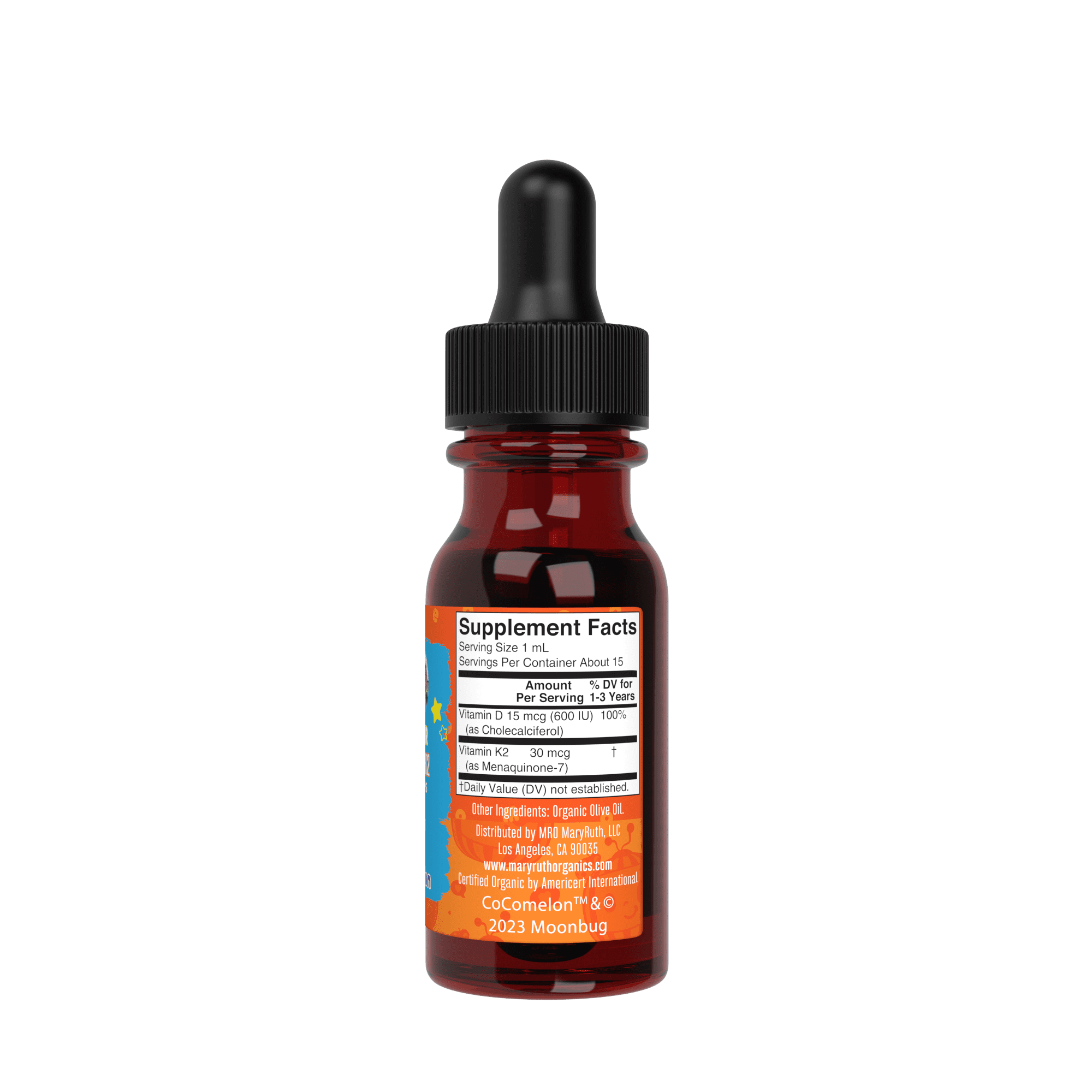 MARYRUTH'S ORGANIC COCOMELON TODDLER VITAMIN D3+K2 LIQUID DROPS BY MARYRUTH - 0.5 FL OZ