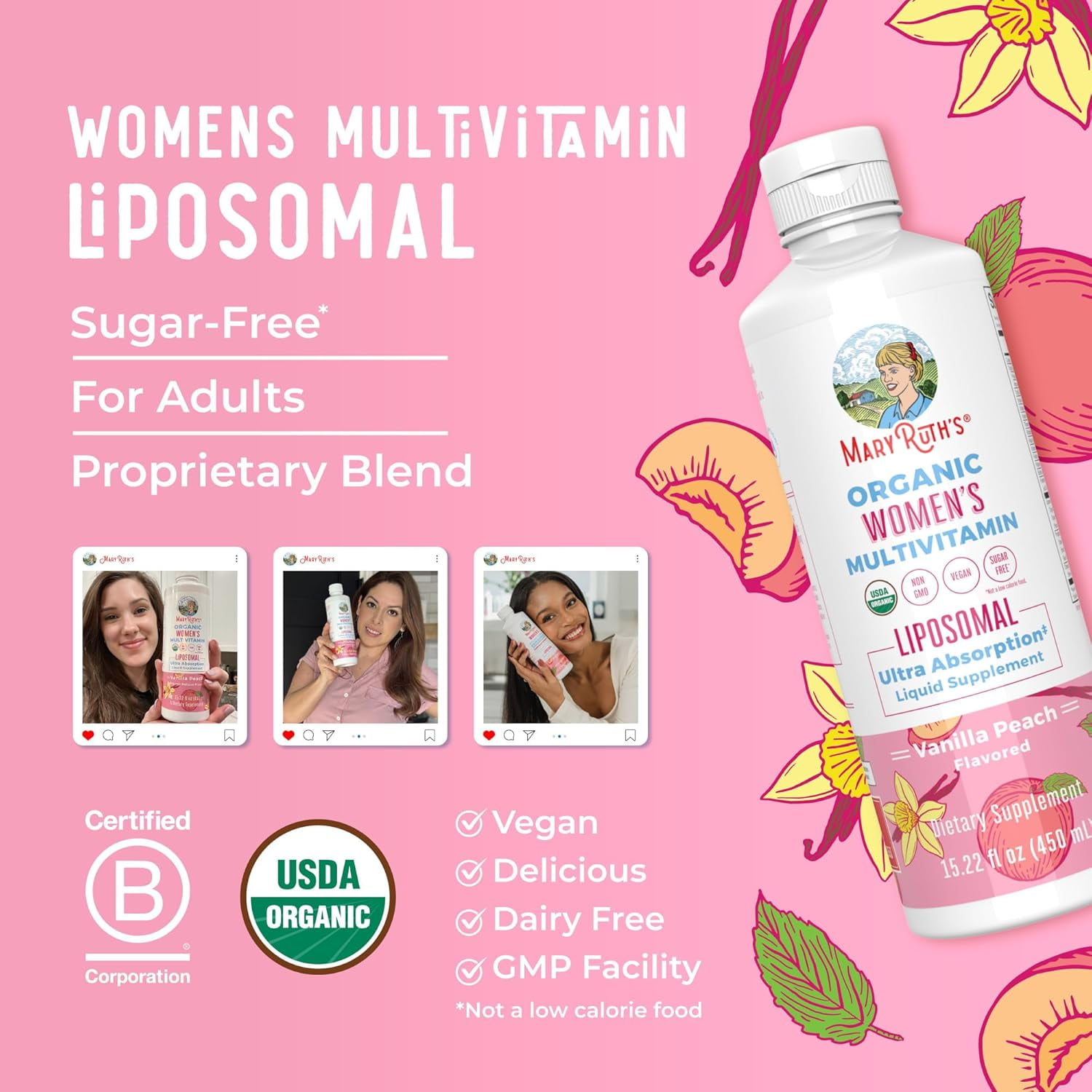 MARYRUTH'S WOMEN'S LIQUID MULTIVITAMIN FOR HORMONE BALANCE, 15.22 FL OZ, NON GMO