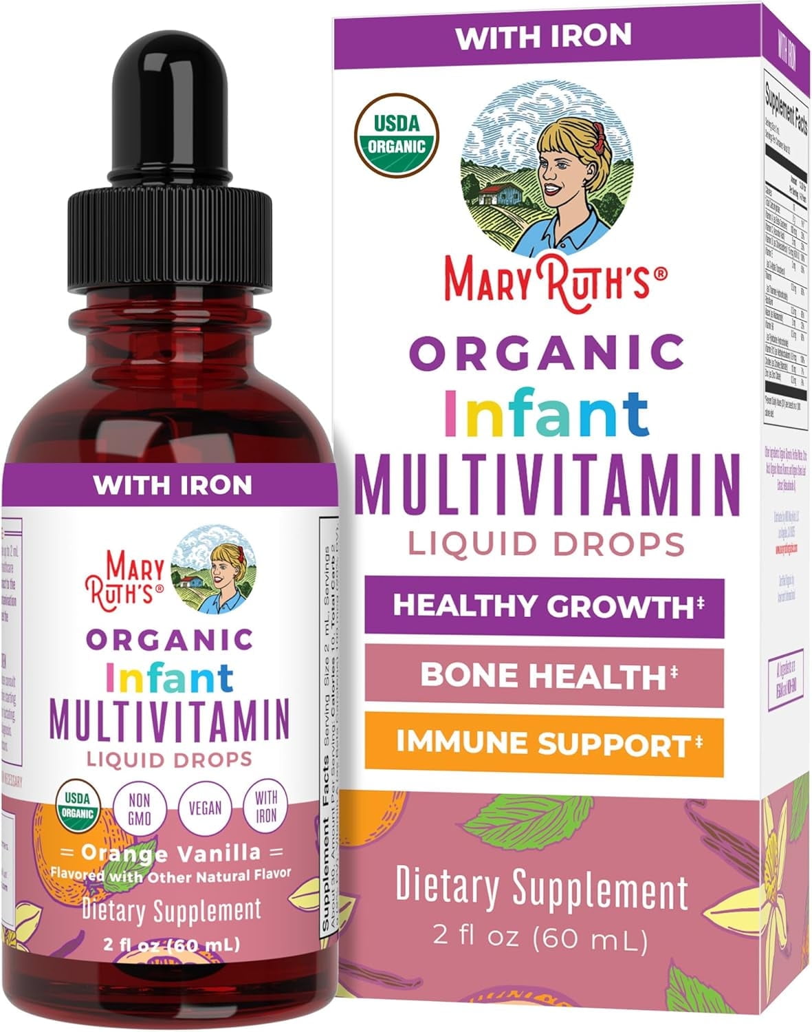 MARYRUTH'S INFANT MULTIVITAMIN LIQUID DROPS - VITAMIN A, C, D, ZINC, VEGAN, NON-GMO - 2 FL OZ