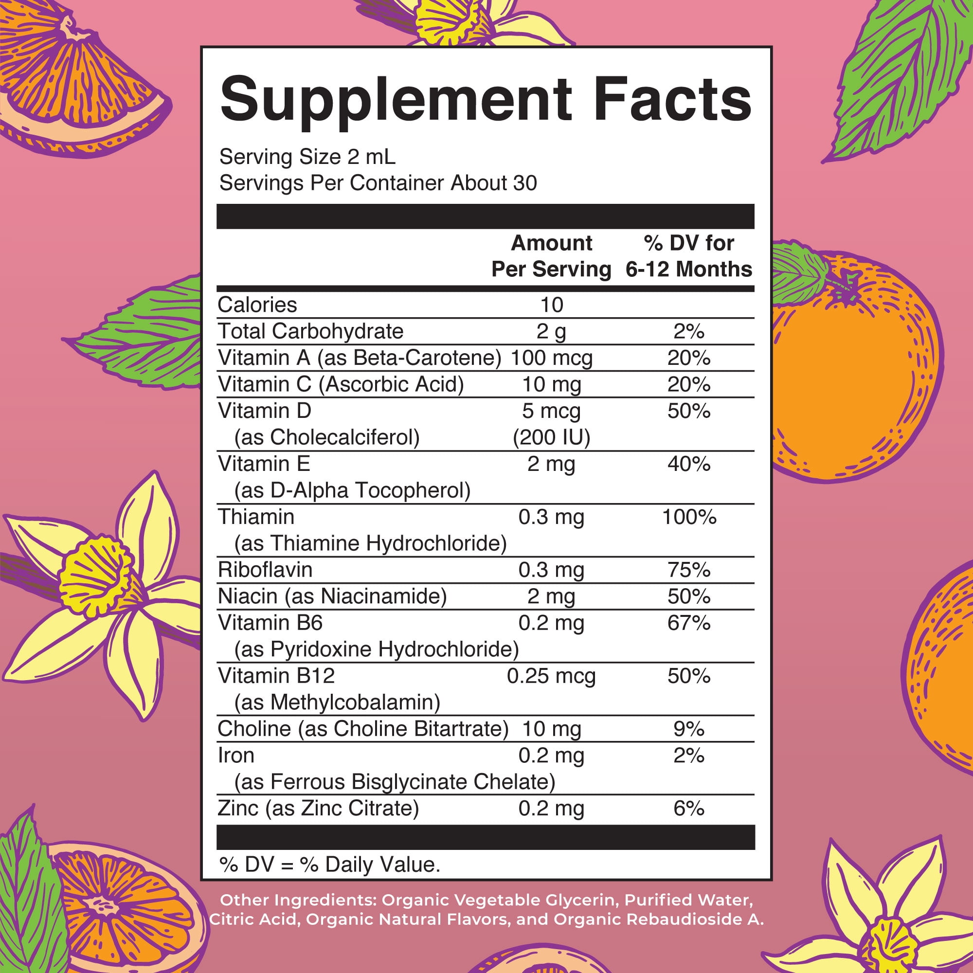 MARYRUTH'S INFANT MULTIVITAMIN LIQUID DROPS - VITAMIN A, C, D, ZINC, VEGAN, NON-GMO - 2 FL OZ