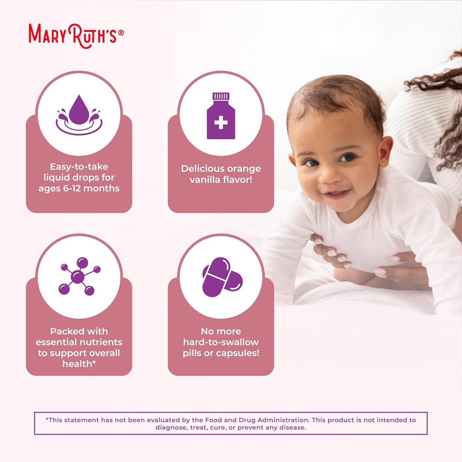 MARYRUTH'S INFANT MULTIVITAMIN LIQUID DROPS - VITAMIN A, C, D, ZINC, VEGAN, NON-GMO - 2 FL OZ