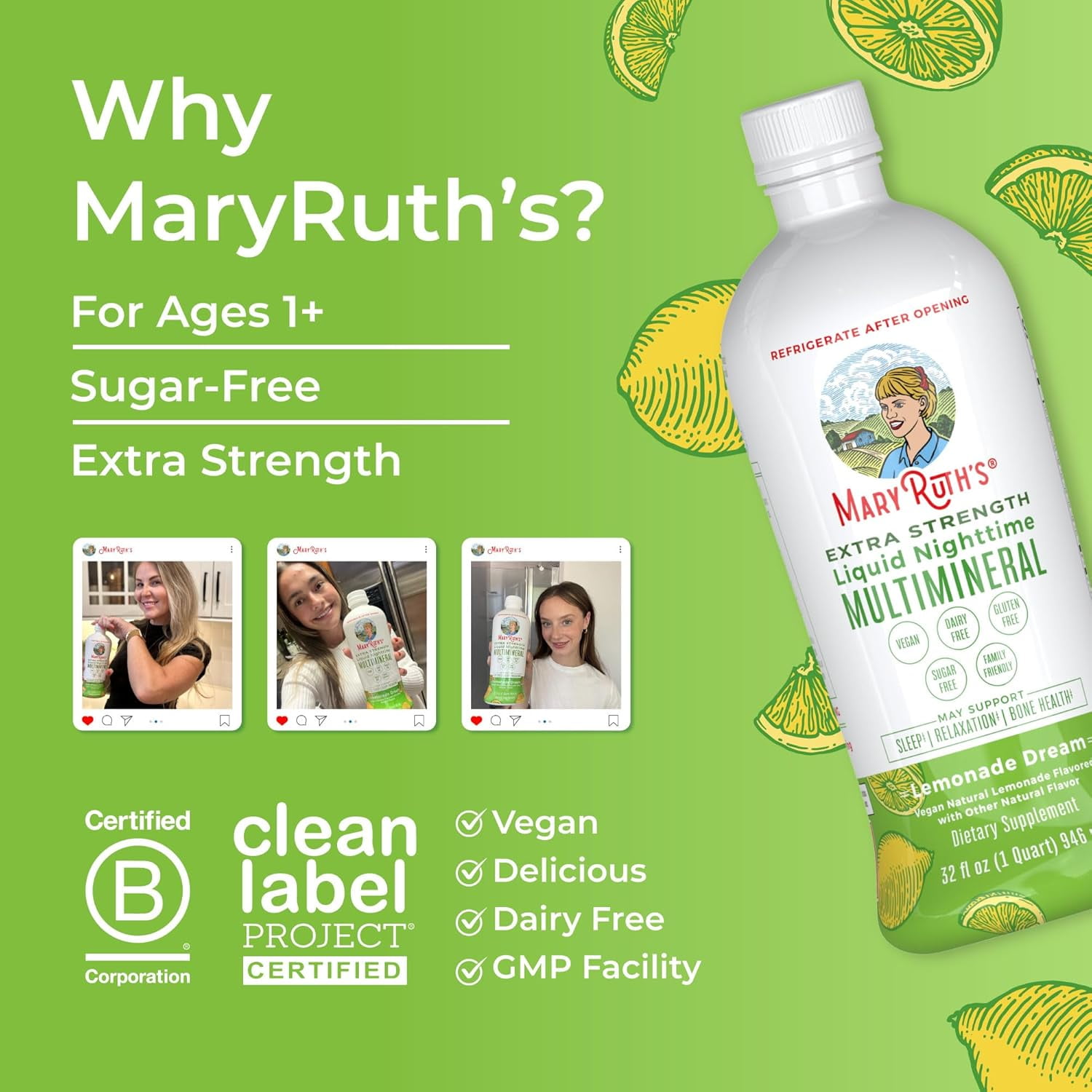 MARYRUTH'S NIGHTTIME MULTIMINERAL SUPPLEMENT WITH MAGNESIUM FOR MUSCLE RELAXATION - 32OZ
