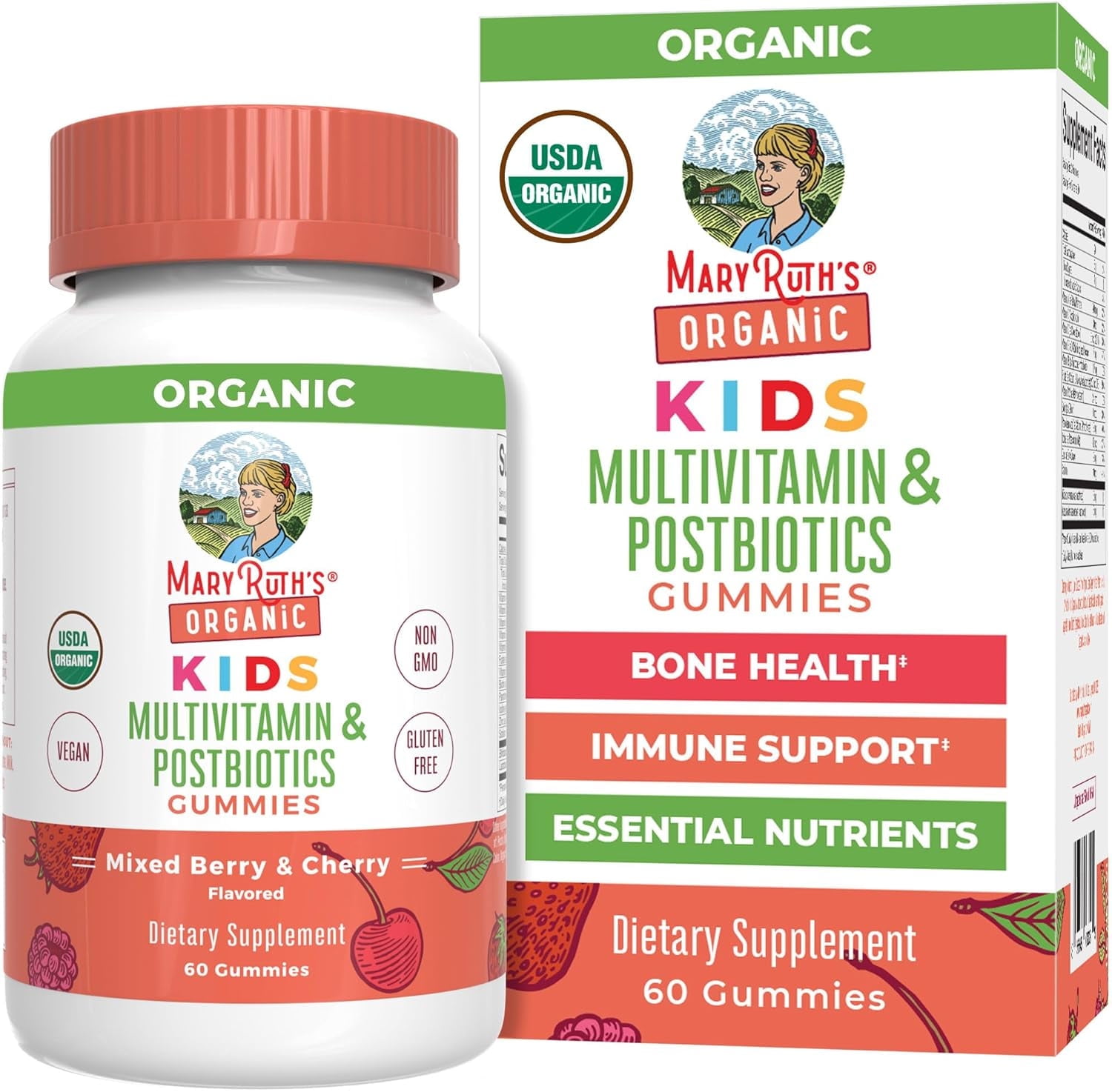 MARYRUTH'S KIDS MULTIVITAMIN GUMMIES - 60 COUNT WITH VITAMINS & POSTBIOTICS