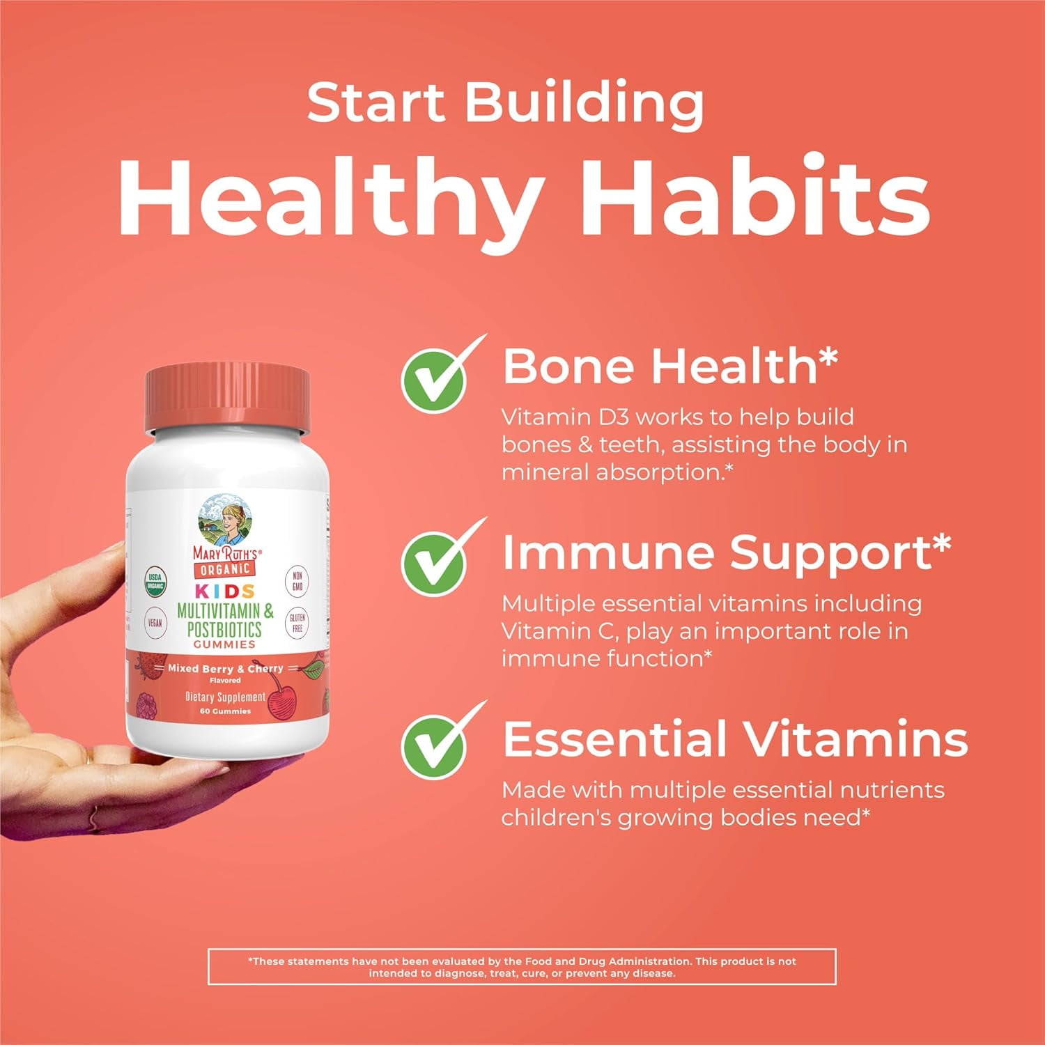 MARYRUTH'S KIDS MULTIVITAMIN GUMMIES - 60 COUNT WITH VITAMINS & POSTBIOTICS