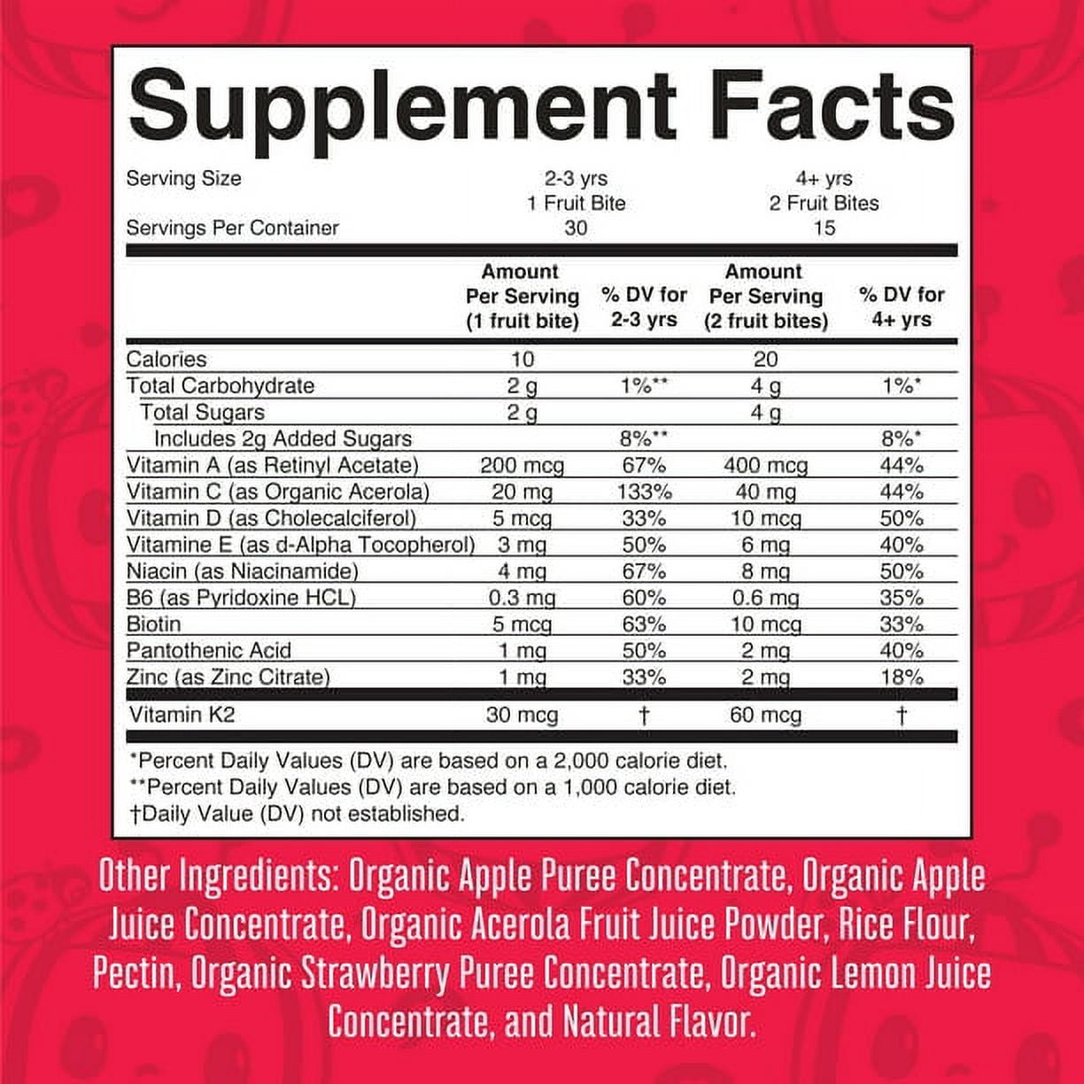 MARYRUTH'S ORGANICS TODDLER MULTIVITAMIN FRUIT BITES (3 PACK) - VEGAN STRAWBERRY GUMMIES, 30 COUNT