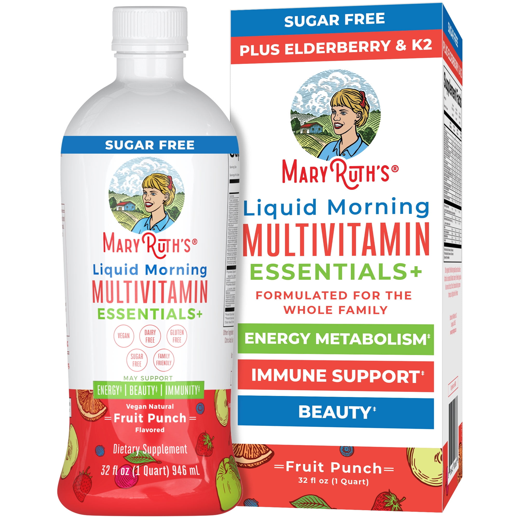 MARYRUTH'S ELDERBERRY IMMUNITY SUPPORT MULTIVITAMIN, VITAMINS A C D E, 32 FL OZ