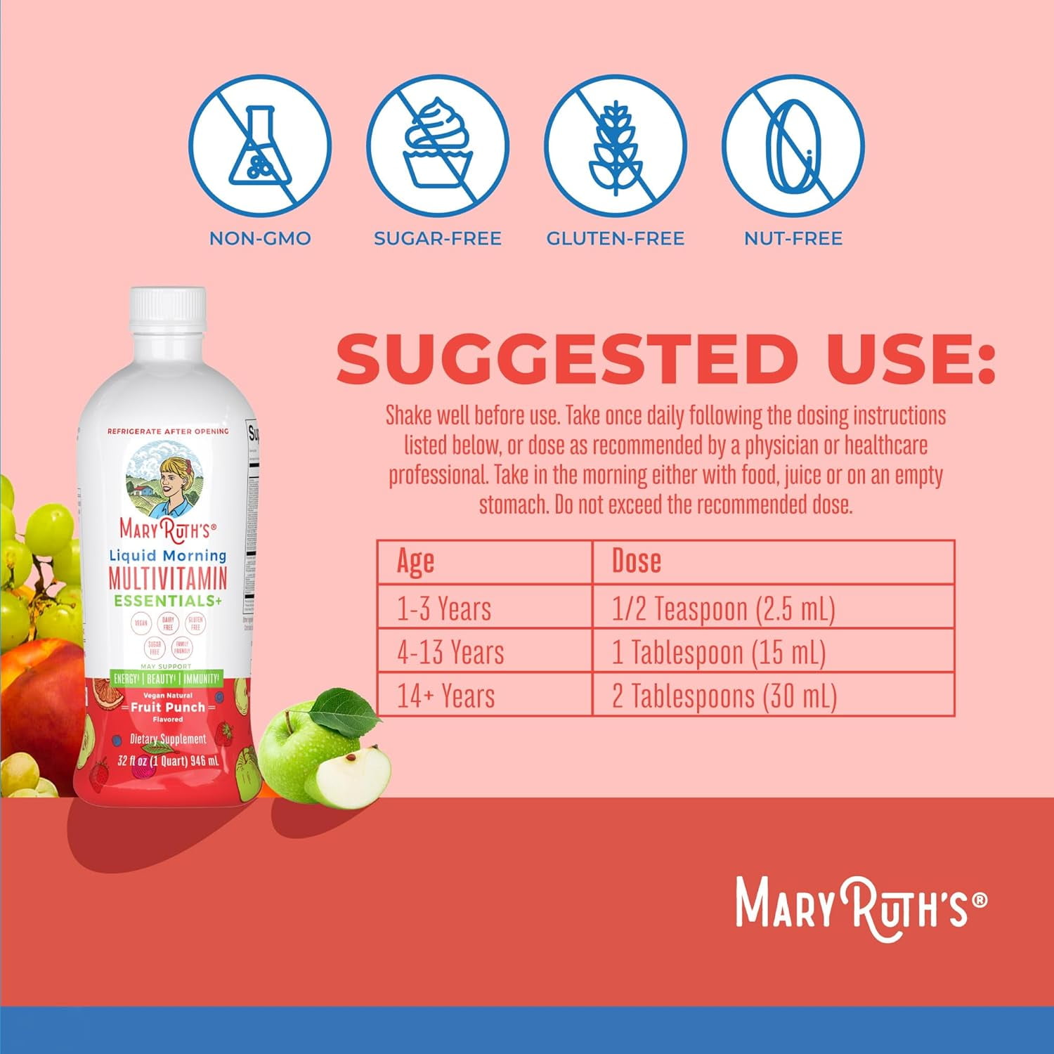 MARYRUTH'S ELDERBERRY IMMUNITY SUPPORT MULTIVITAMIN, VITAMINS A C D E, 32 FL OZ
