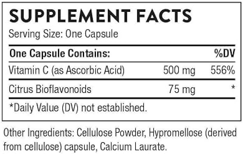 THORNE VITAMIN C CAPSULES - IMMUNE SUPPORT, ENERGY PRODUCTION, COLLAGEN, GLUTEN-FREE - 90 CT