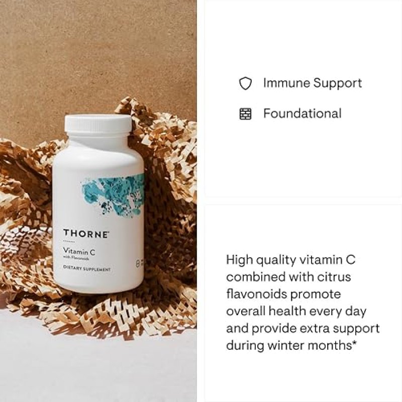 THORNE VITAMIN C CAPSULES - IMMUNE SUPPORT, ENERGY PRODUCTION, COLLAGEN, GLUTEN-FREE - 90 CT