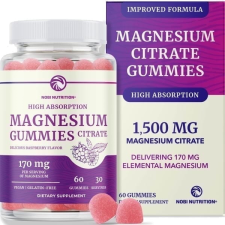 NOBI NUTRITION EXTRA STRENGTH MAGNESIUM CITRATE GUMMIES FOR CALM & DIGESTION | VEGAN RASPBERRY FLAVOR | 60 CT