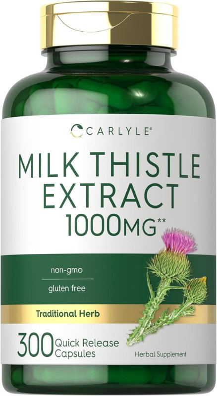 CARLYLE MILK THISTLE 1000MG EXTRACT CAPSULES - 300 COUNT FOR MEN AND WOMEN
