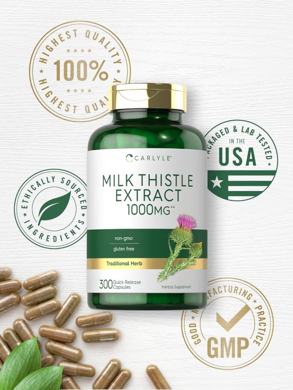 CARLYLE MILK THISTLE 1000MG EXTRACT CAPSULES - 300 COUNT FOR MEN AND WOMEN