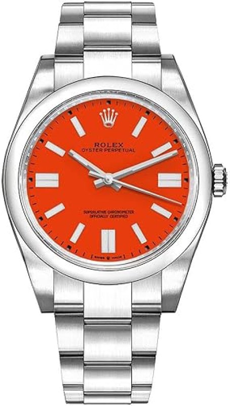 ROLEX OYSTER PERPETUAL 41 MEN'S WATCH WITH CORAL RED DIAL, AUTOMATIC MOVEMENT - MODEL 124300CRLRDSO