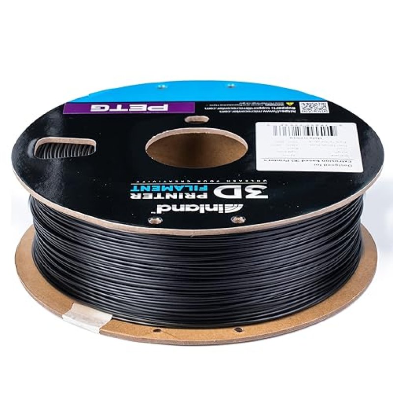 INLAND MICRO CENTER BLACK PETG FILAMENT 1.75MM - 1KG SPOOL - +/- 0.03MM ACCURACY