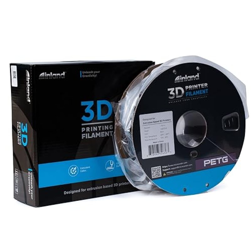 INLAND MICRO CENTER BLACK PETG FILAMENT 1.75MM - 1KG SPOOL - +/- 0.03MM ACCURACY