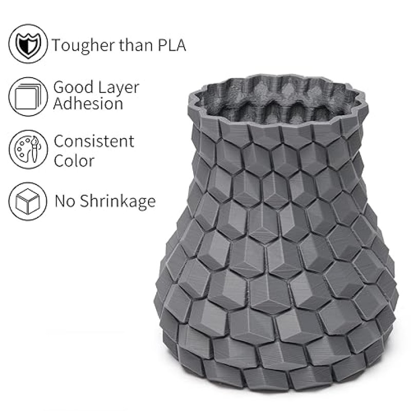 INLAND SILVER PLA PRO 3D PRINTER FILAMENT 1KG SPOOL, 1.75MM, +/- 0.03MM ACCURACY