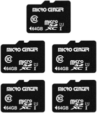 INLAND 5-PACK MICRO CENTER 64GB CLASS 10 MICROSDXC MEMORY CARDS WITH ADAPTER - MOBILE DEVICE STORAGE, FULL HD VIDEO RECORDING - 80MB/S UHS-I