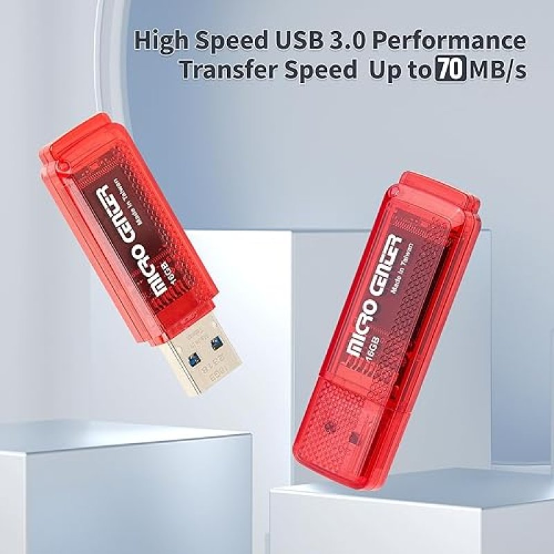 INLAND MICRO CENTER 16GB USB 3.0 FLASH DRIVE 5-PACK - HIGH-SPEED MEMORY STICK FOR DATA STORAGE