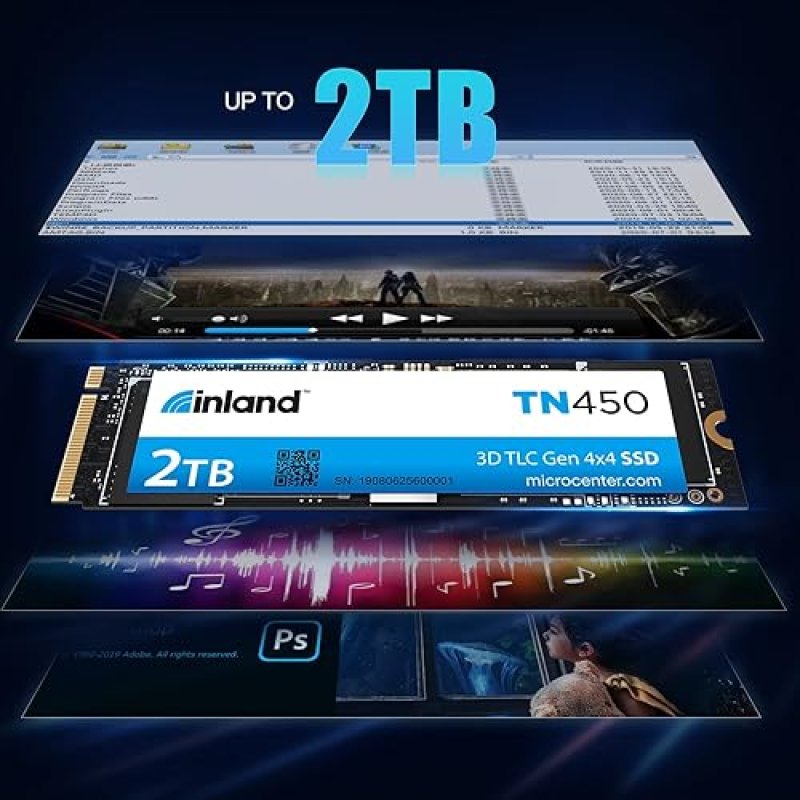 INLAND TN450 2TB NVME M.2 SSD - 5,000 MB/S, 3D NAND, LAPTOP & DESKTOP STORAGE