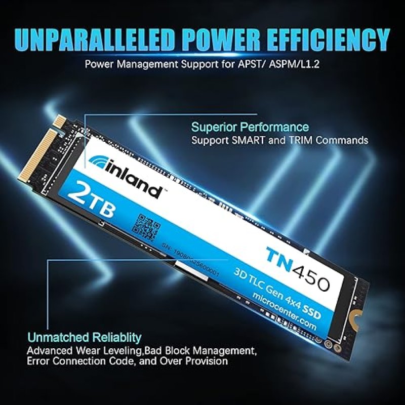 INLAND TN450 2TB NVME M.2 SSD - 5,000 MB/S, 3D NAND, LAPTOP & DESKTOP STORAGE