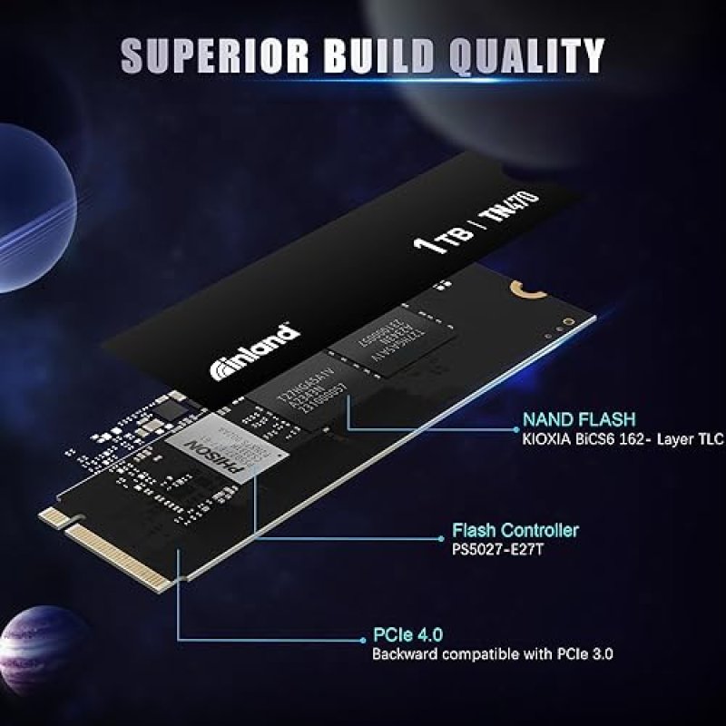 INLAND TN470 1TB GEN4 NVME M.2 SSD FOR GAMING, UP TO 7,200MB/S SPEED, LAPTOP & PC STORAGE