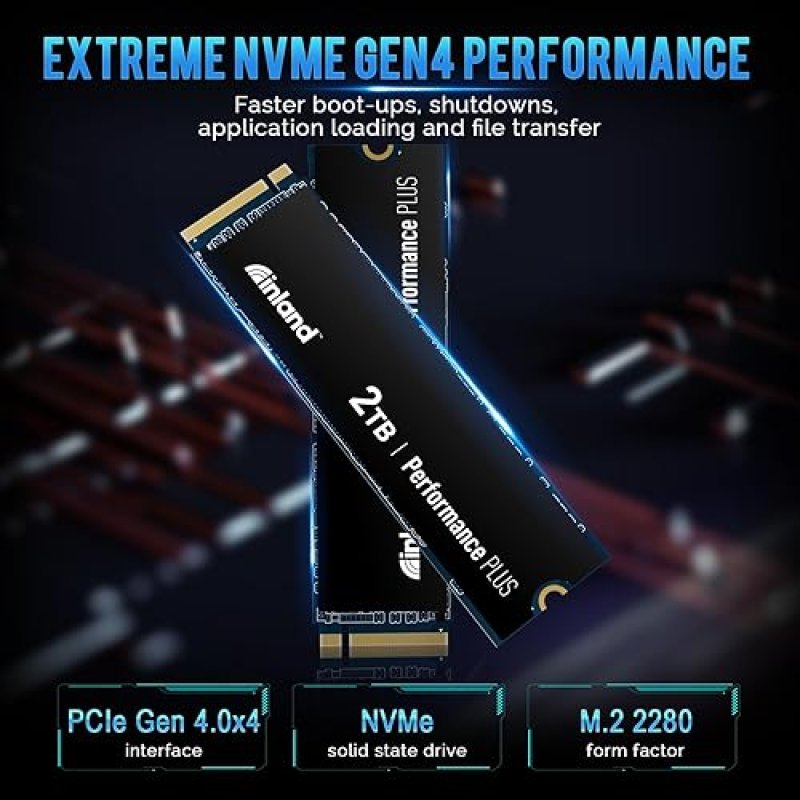 INLAND 2TB NVME GAMING SSD FOR PS5 - GEN4 PCIE, M.2 2280, UP TO 7100MB/S SPEED