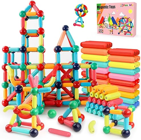 PAAXIDO STEM MAGNETIC BUILDING BLOCKS FOR KIDS 3+ - CREATIVE CONSTRUCTION KIT WITH STRONG MAGNETS, MONTESSORI SENSORY TOY