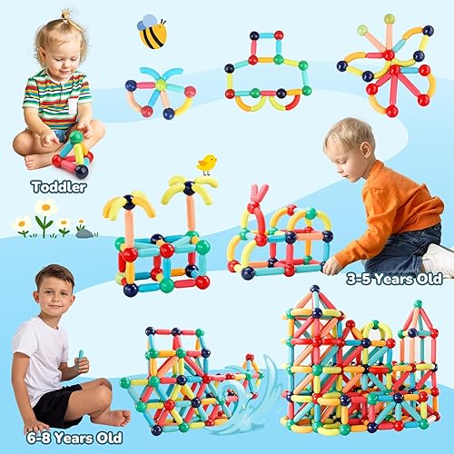 PAAXIDO STEM MAGNETIC BUILDING BLOCKS FOR KIDS 3+ - CREATIVE CONSTRUCTION KIT WITH STRONG MAGNETS, MONTESSORI SENSORY TOY