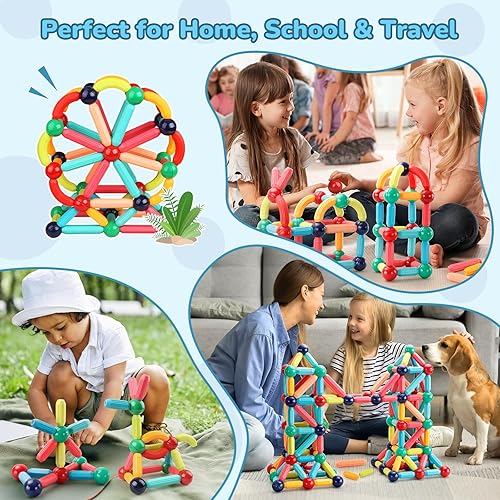 PAAXIDO STEM MAGNETIC BUILDING BLOCKS FOR KIDS 3+ - CREATIVE CONSTRUCTION KIT WITH STRONG MAGNETS, MONTESSORI SENSORY TOY