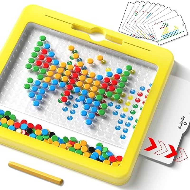 JIA XU KIDS MAGNETIC DRAWING BOARD WITH MAGNETIC DOTS AND PEN - MONTESSORI TOY FOR AGES 2-7