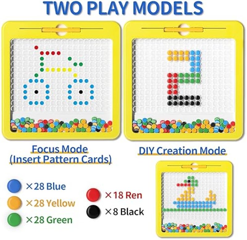 JIA XU KIDS MAGNETIC DRAWING BOARD WITH MAGNETIC DOTS AND PEN - MONTESSORI TOY FOR AGES 2-7