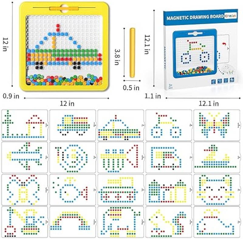JIA XU KIDS MAGNETIC DRAWING BOARD WITH MAGNETIC DOTS AND PEN - MONTESSORI TOY FOR AGES 2-7