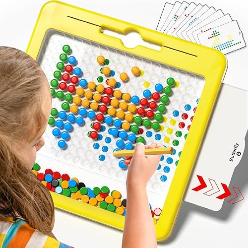 JIA XU KIDS MAGNETIC DRAWING BOARD WITH MAGNETIC DOTS AND PEN - MONTESSORI TOY FOR AGES 2-7