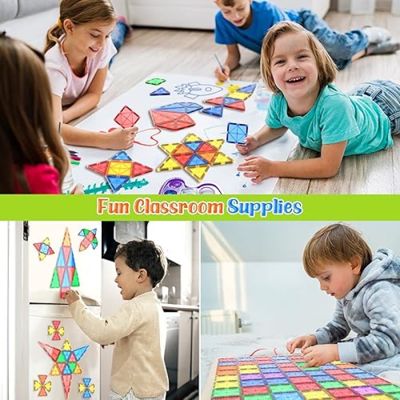 COODOO MAGNETIC TILES STEM TOY SET FOR TODDLERS - 40PCS BUILDING BLOCKS FOR CREATIVE LEARNING - SAFE MONTESSORI TOY FOR BOYS AND GIRLS 3+