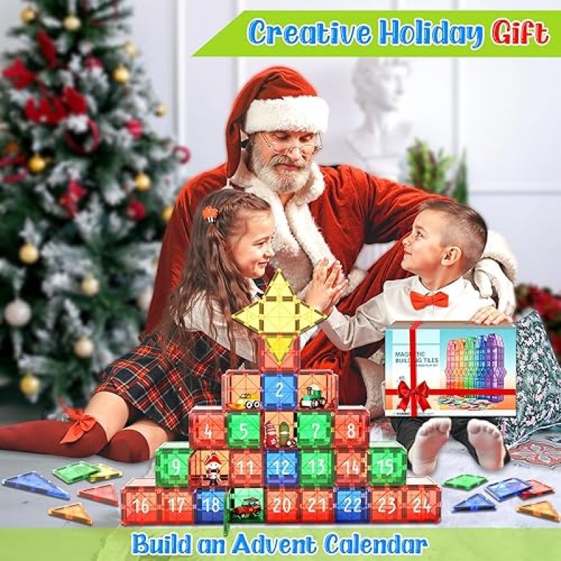 COODOO MAGNETIC TILES STEM TOY SET FOR TODDLERS - 40PCS BUILDING BLOCKS FOR CREATIVE LEARNING - SAFE MONTESSORI TOY FOR BOYS AND GIRLS 3+