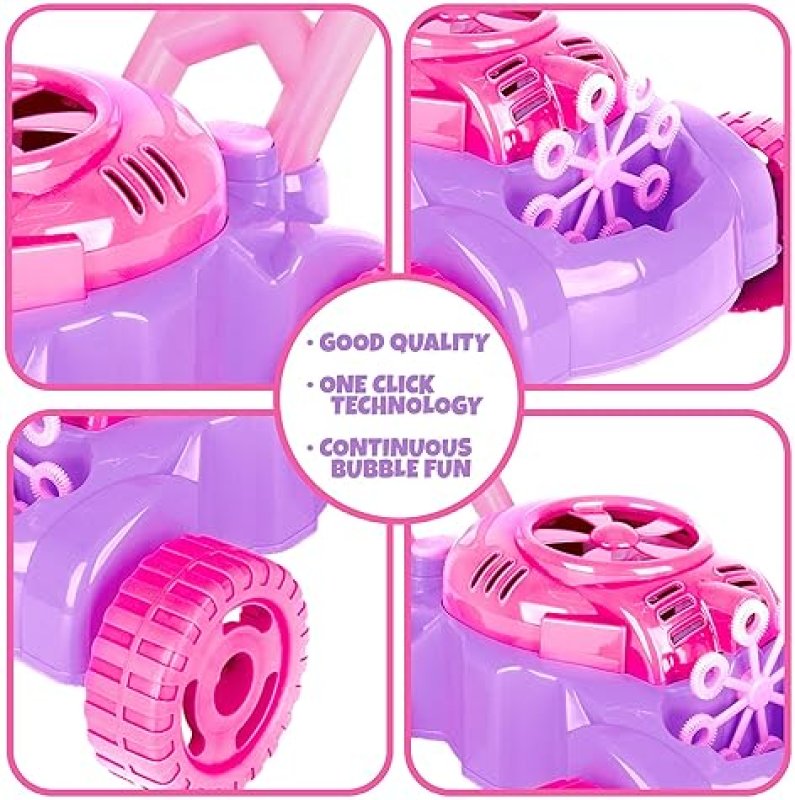 ARTCREATIVITY BUBBLE LAWN MOWER FOR TODDLERS 1-3, KIDS BUBBLE MACHINE, OUTDOOR PUSH TOY FOR GIRLS, AGES 1-3