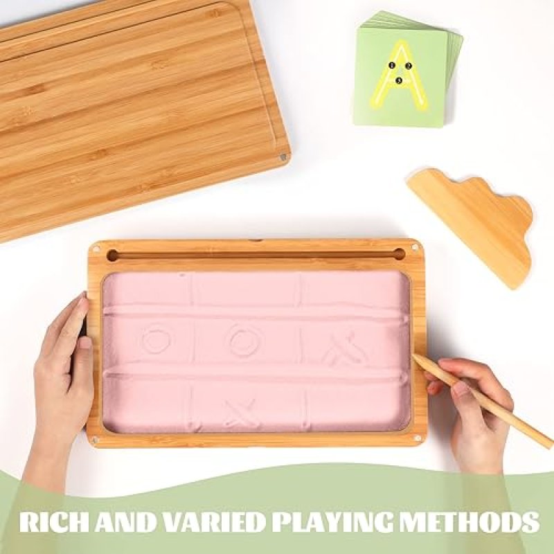 SHENZHEN WOODEN MONTESSORI SAND TRAY WITH LID FOR KIDS - PINK