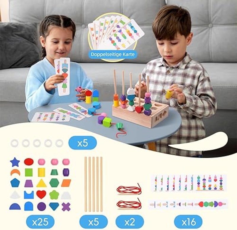 ZHEJIANG MUZHILIN WOODEN EDUCATIONAL STACKING TOY SET FOR TODDLERS - MONTESSORI LEARNING TOYS FOR 3-5 YEAR OLDS