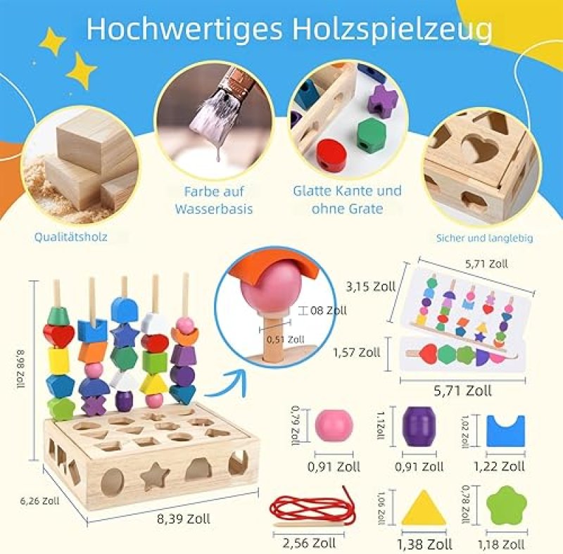 ZHEJIANG MUZHILIN WOODEN EDUCATIONAL STACKING TOY SET FOR TODDLERS - MONTESSORI LEARNING TOYS FOR 3-5 YEAR OLDS