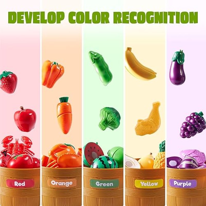 JOYIN COLORFUL PRETEND PLAY FOOD SET FOR TODDLERS, KITCHEN ACCESSORIES FOR KIDS - EDUCATIONAL TOY