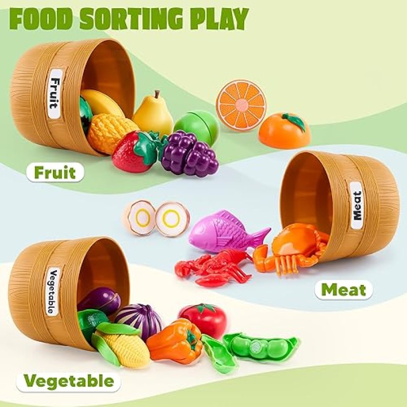 JOYIN COLORFUL PRETEND PLAY FOOD SET FOR TODDLERS, KITCHEN ACCESSORIES FOR KIDS - EDUCATIONAL TOY
