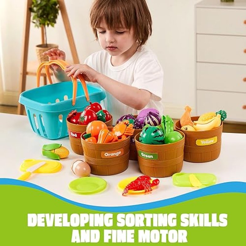 JOYIN COLORFUL PRETEND PLAY FOOD SET FOR TODDLERS, KITCHEN ACCESSORIES FOR KIDS - EDUCATIONAL TOY