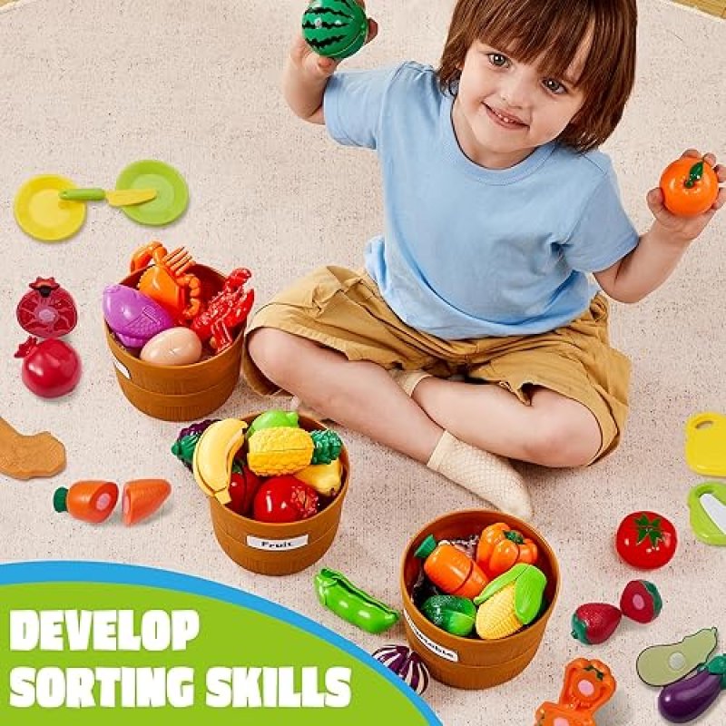 JOYIN COLORFUL PRETEND PLAY FOOD SET FOR TODDLERS, KITCHEN ACCESSORIES FOR KIDS - EDUCATIONAL TOY