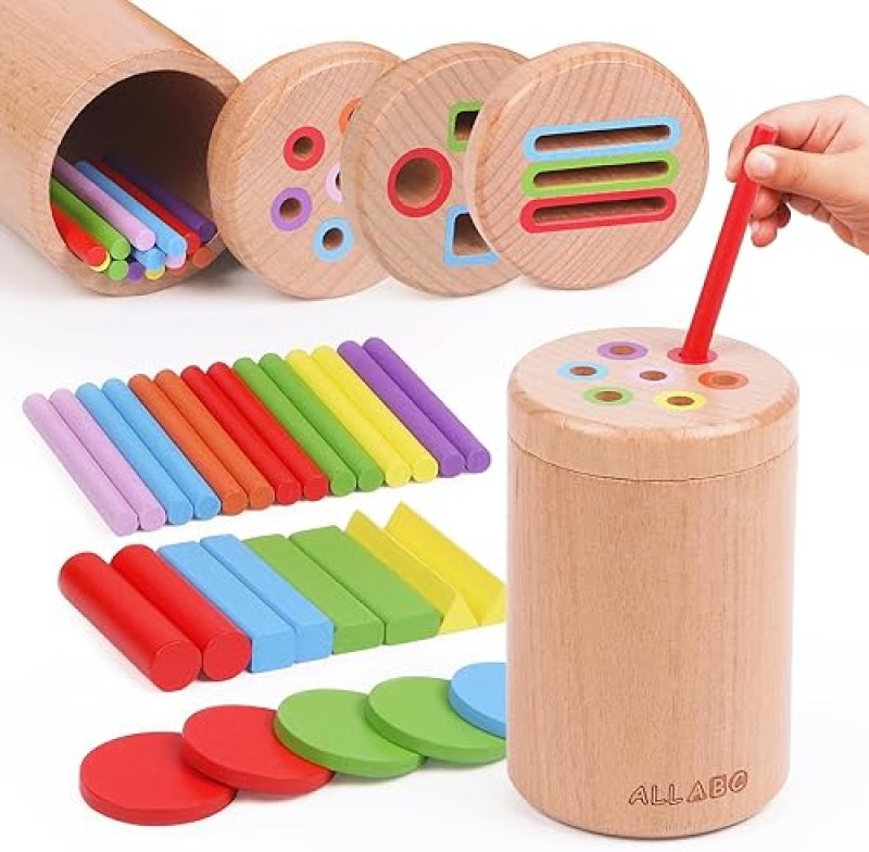 MONTESSORI COLOR SORTING TOY SET FOR 1-3 YEAR OLDS | EDUCATIONAL WOODEN SENSORY TOYS | FINE MOTOR SKILLS DEVELOPMENT