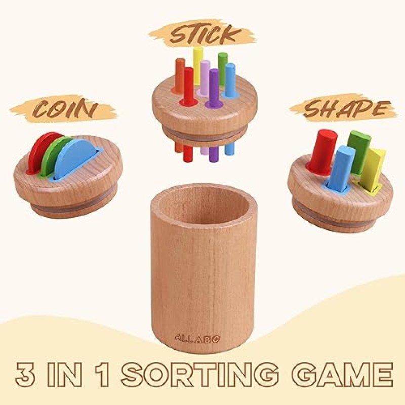 MONTESSORI COLOR SORTING TOY SET FOR 1-3 YEAR OLDS | EDUCATIONAL WOODEN SENSORY TOYS | FINE MOTOR SKILLS DEVELOPMENT