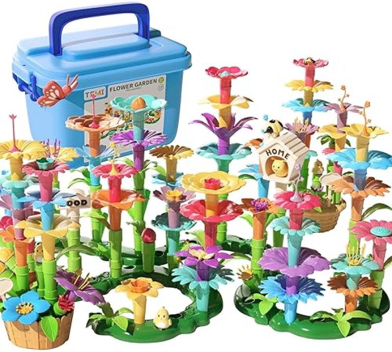 TEMI STEM FLOWER GARDEN BUILDING TOY SET FOR KIDS AGES 3-8 - EDUCATIONAL & FUN