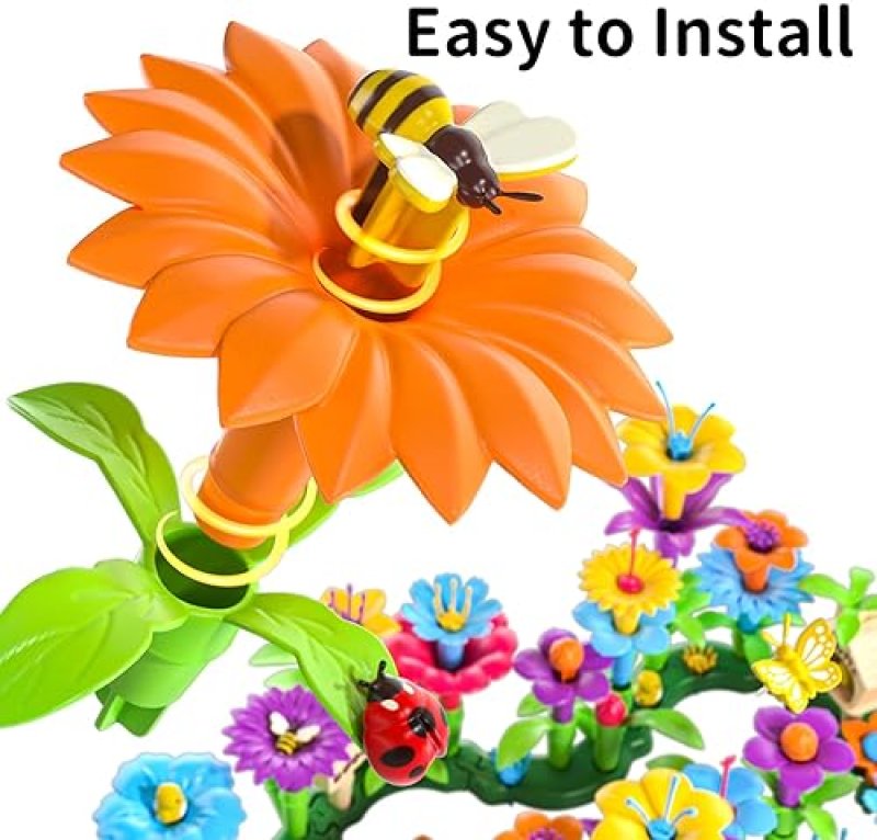 TEMI STEM FLOWER GARDEN BUILDING TOY SET FOR KIDS AGES 3-8 - EDUCATIONAL & FUN