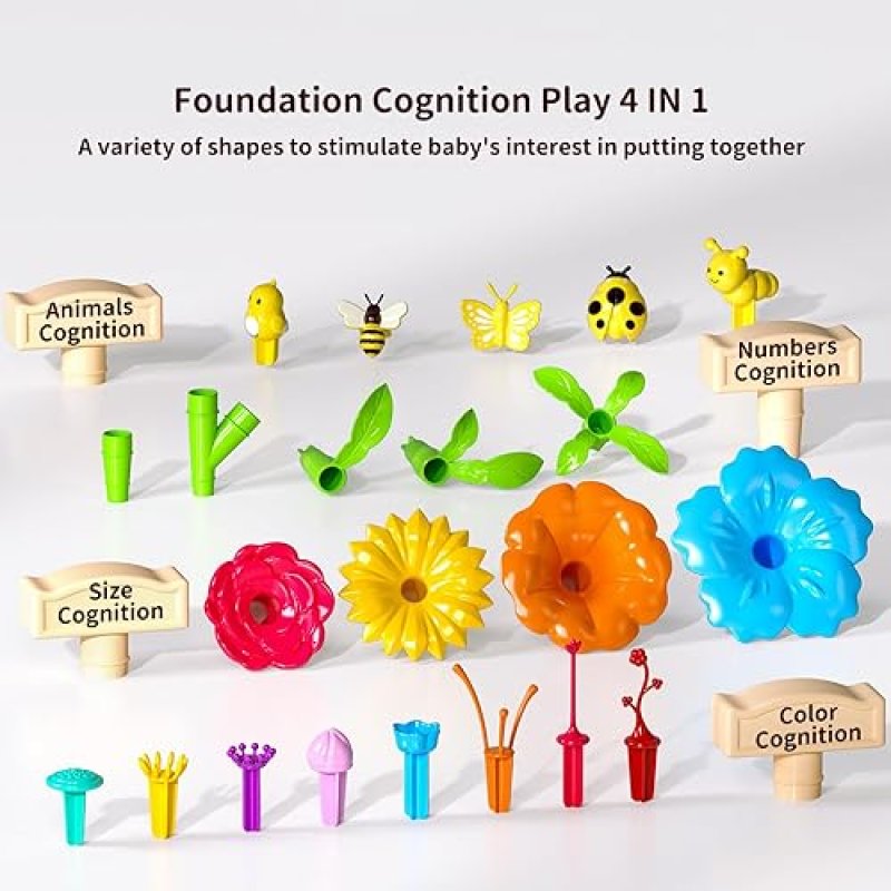 TEMI STEM FLOWER GARDEN BUILDING TOY SET FOR KIDS AGES 3-8 - EDUCATIONAL & FUN